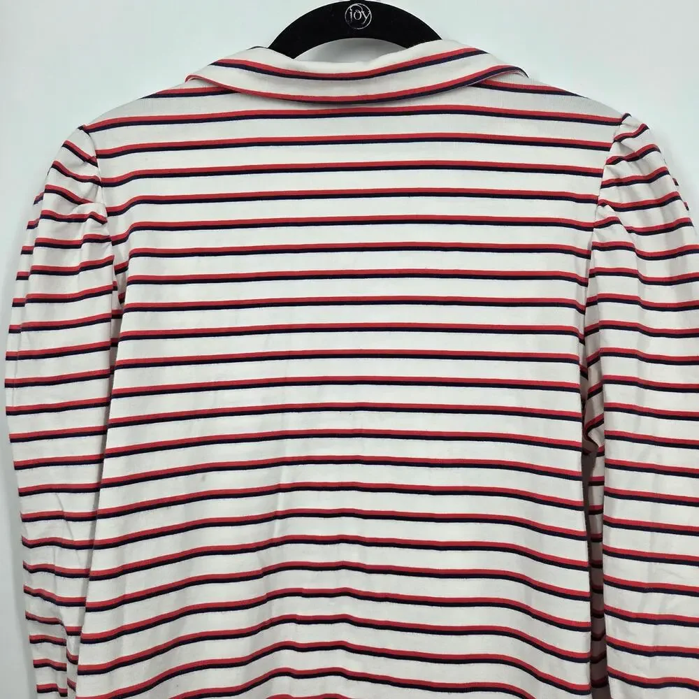 BURU women SZ S Red Blue White Striped Cotton 3/4 Sleeve Career Casual Dress - Picture 7 of 7